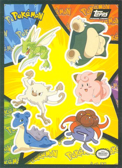 Scyther, Snorlax, Mankey, Clefairy, Lapras, Gloom